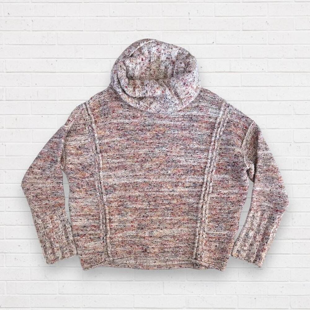 Anthropologie Pilcro Noelle Cowlneck Sweater Multicolor Marled Knit Chunky XS